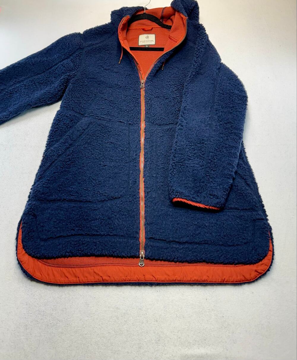 Navy Sherpa long coat gorpcore cabincore outdoor winter fisherman core fall coat